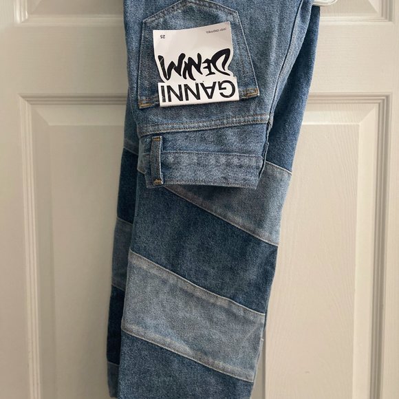 GANNI Diagonal-stripe denim jeans (Misy Cropped) - Picture 4 of 8